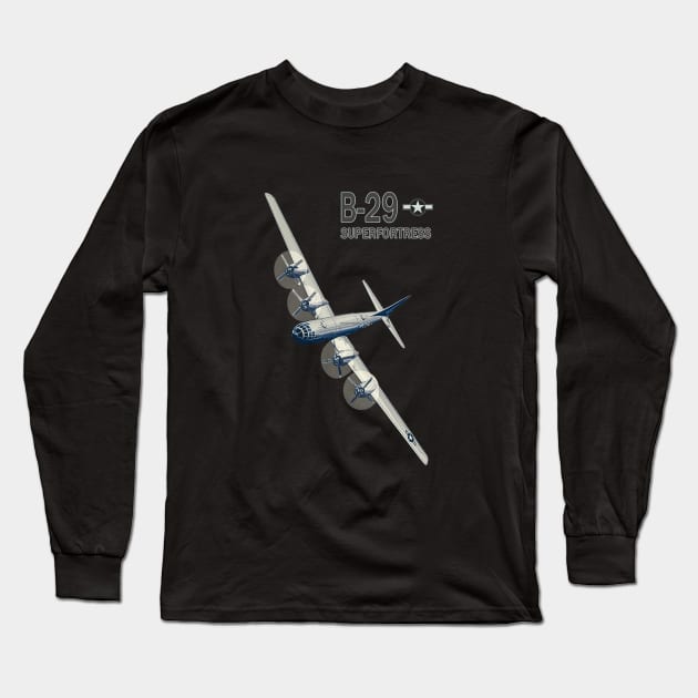 B29 Superfortress WW2 bomber plane Long Sleeve T-Shirt by Jose Luiz Filho